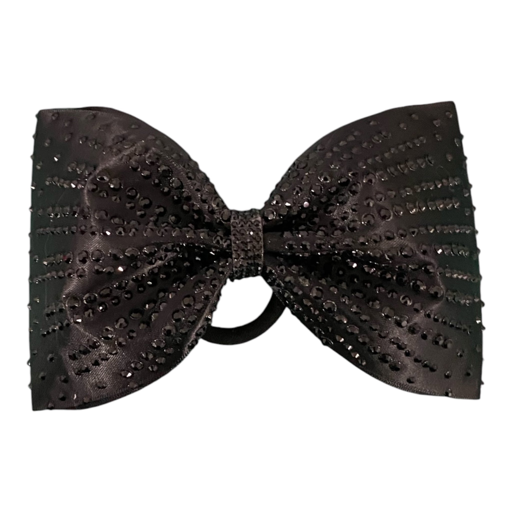 Tail-less Satin cheer bow with Crystal Rhinestones