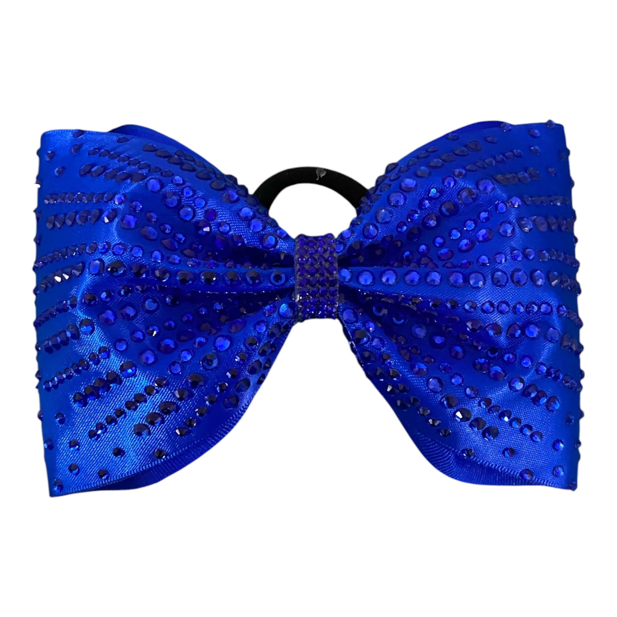 Tail-less Satin cheer bow with Crystal Rhinestones