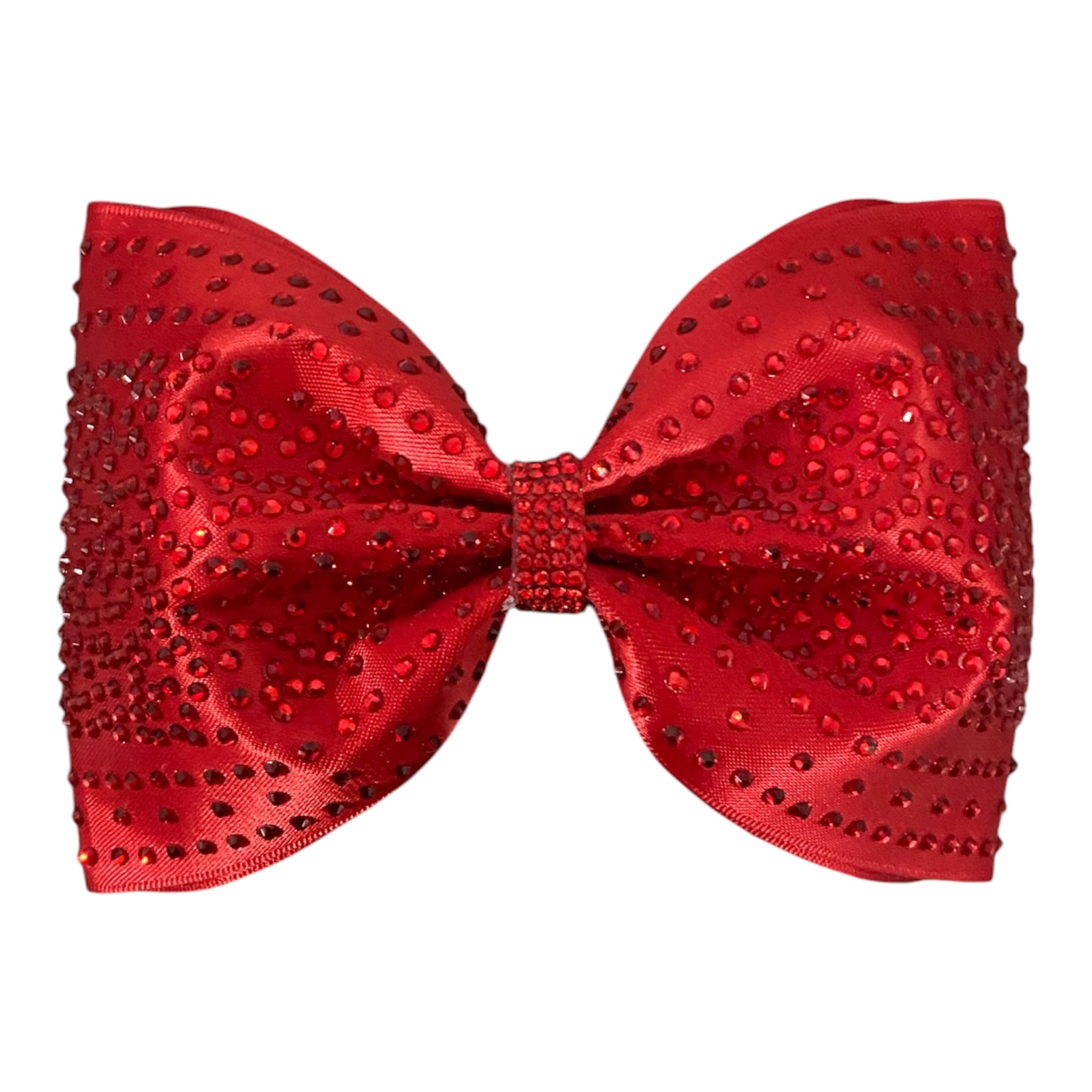 Tail-less Satin cheer bow with Crystal Rhinestones